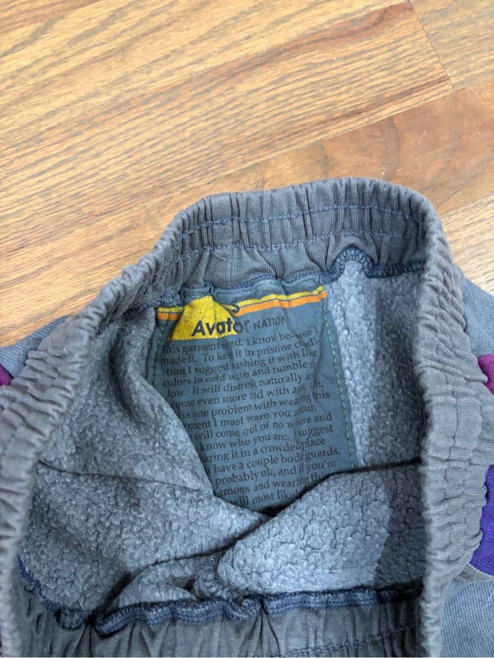 Aviator Nation Gray Shorts with Purple Panels & Rainbow Logo - Picture 3 of 3